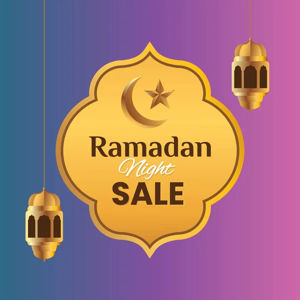 Ramadã Venda Noite Ouro Islâmico Anúncio Design Gráfico Vetor — Vetor de Stock