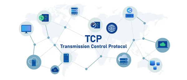 Tcp Protocollo Controllo Della Trasmissione Vettore Comunicazione Internet — Vettoriale Stock