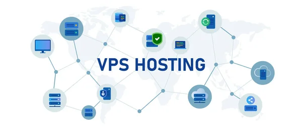 Vps Serveur Privé Virtuel Service Hébergement Web Vecteur — Image vectorielle