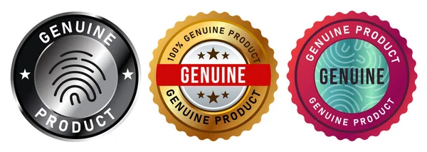 Genuine product badge stamp label sticker vector design emblem tag gold metal premium vector