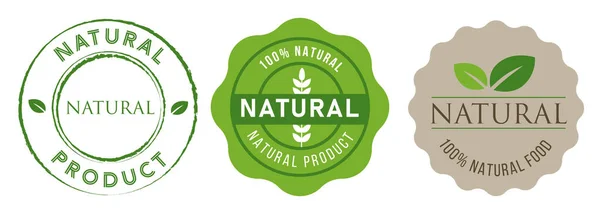 Produto Natural Emblema Emblema Logotipo Etiqueta Autocolante Vetor Coleta — Vetor de Stock