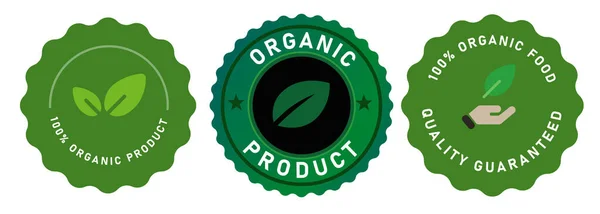 Organic Product Badge Ticker Vector Design Leaf Hand Vector — 스톡 벡터