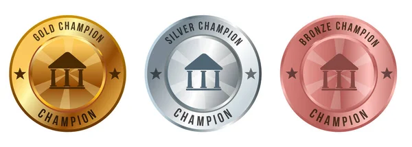 Law Banking Governance Museum Historia Tävling Guld Silver Brons Medalj — Stock vektor