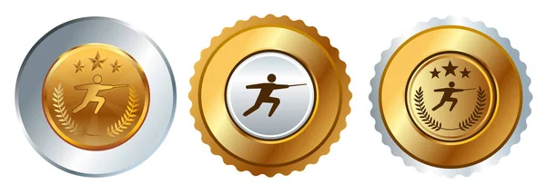 Šerm Šerm Plot Zlatá Medaile Sportovní Soutěž Mistrovství Cenu Nejlepší — Stockový vektor