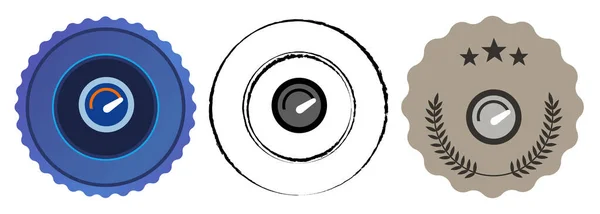 Конкурс Быстродействия Синий Черный Штамп Плоская Медаль Чемпионата Спидометру Приз — стоковый вектор
