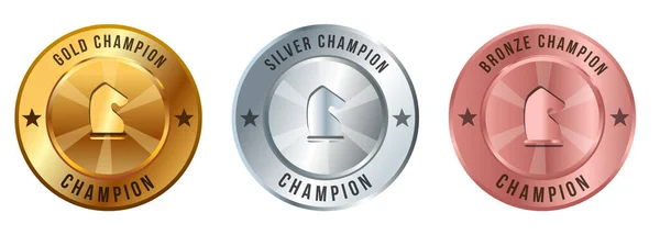 Schachspiel Geschäftsstrategie Goldmedaille Silber Und Bronze Auszeichnung Wettbewerb Vektor — Stockvektor
