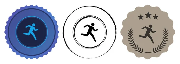 跑马拉松短跑比赛运动奖牌获得者金牌圆形矢量 — 图库矢量图片