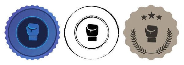 Перчатка Чемпионата Боксу Набор Круга Печать Набор Иконка Вектор — стоковый вектор
