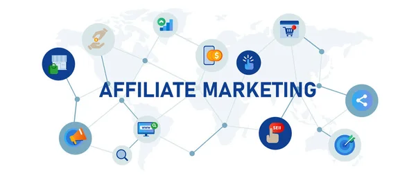 Affiliate Marketing Program Icon Connected Concept Internet Sales Method Affiliation — Stock Vector