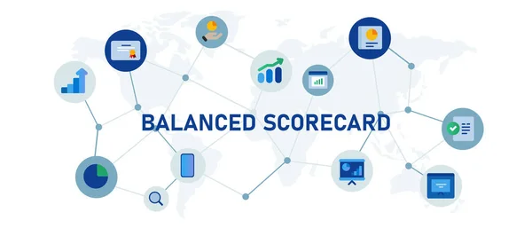 Balanced Scorecard Score Card Company Internal Review Management Global Concept — Archivo Imágenes Vectoriales