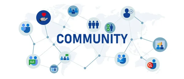 Community Vrijwilligerswerk Organisatie Concept Van Sociale Mensen Icon Set Global — Stockvector