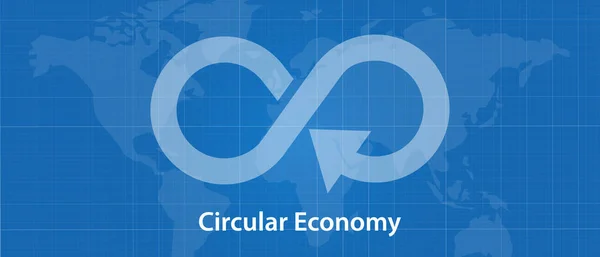 循環経済のシンボル無限の持続可能な世界地図ベクトル — ストックベクタ