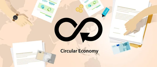Conceito Economia Circular Reciclagem Uso Produção Sem Resíduos Análise Ecológica —  Vetores de Stock