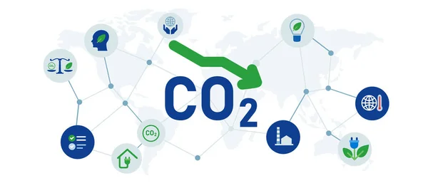Reducción Las Emisiones Co2 Disminución Gráfica Para Medio Ambiente Cambio — Vector de stock