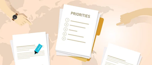 Lista Prioritaria Prioridades Tarea Importante Primero Priorizar Para Hacer Acción — Archivo Imágenes Vectoriales