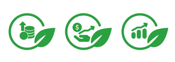 Αντίκτυπος Επένδυση Πράσινο Οικολογική Επένδυση Βιώσιμη Ανάπτυξη Πράσινο Φύλλα Κύκλο — Διανυσματικό Αρχείο