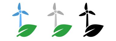 Wind tower plant green energy eco friendly power generator with leaf symbol vector