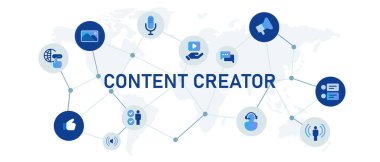 Video çokluortam video blogcusu yazarının içerik oluşturucu kavramı resim çizim vektörü
