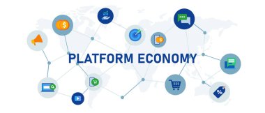 Platform ekonomisi dizüstü bilgisayarlı veya akıllı telefon işi dijital pazarlama sosyal medya bağlantısı İnternet ağ vektörü