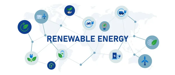 Erneuerbare Energien Windrad Gewächshaus Und Hybrid Fahrzeug Umwelt Grüne Ökologie — Stockvektor