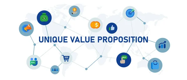 Unique Proposition Valeur Stratégie Gestion Entreprise Marketing Commerce Image Marque — Image vectorielle