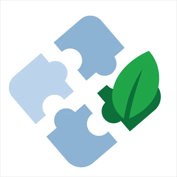 Κομμάτια Παζλ Πράσινα Φύλλα Σύμβολο Εικονίδιο Απεικόνιση Του Στοιχείου Πτυχή — Διανυσματικό Αρχείο