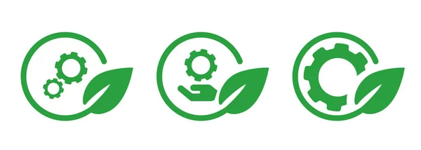Gear Πράσινα Φύλλα Σύνολο Σύμβολο Εικονίδιο Της Μηχανικής Εργοστάσιο Μηχανών — Διανυσματικό Αρχείο