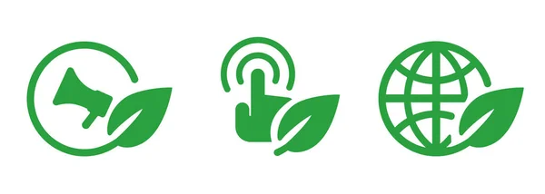 Eco Sustainable Campaign Internet Digital Marketing Ecology Issues Green Leaf — Διανυσματικό Αρχείο