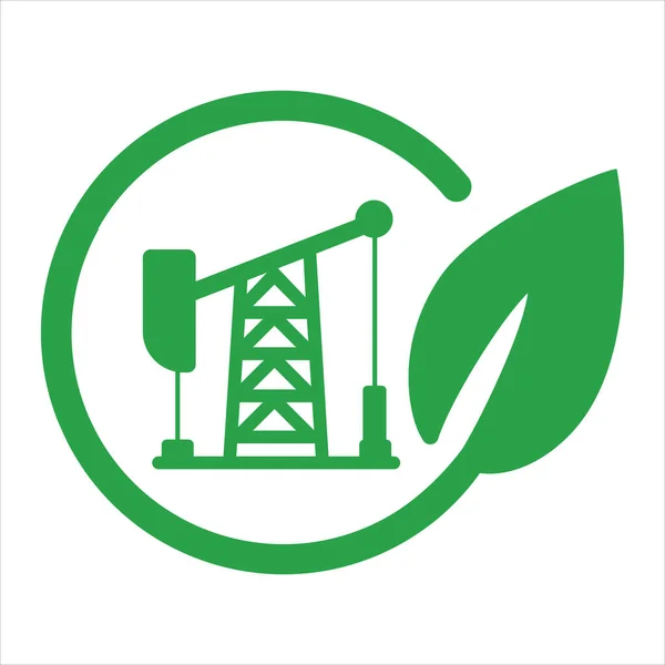 Ölpumpe Bergbaukran Extraktion Mit Umweltfreundlichen Symbol Blatt Nachhaltige Saubere Technologie — Stockvektor