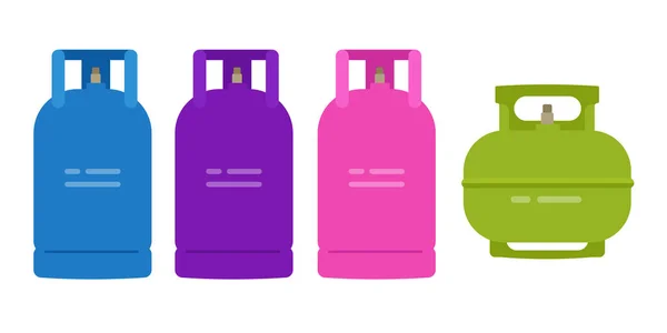 Lpg Flüssiggas Haushalt Natürliche Kochflasche Behälter Grün Blau Lila Und — Stockvektor