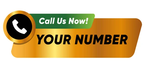 stock vector Call us now your number template support phone sticker symbol contact us icon graphic in gold vector