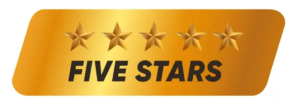 Cinco Estrellas Emblema Sello Insignia Oro Diseño Aislado Vector — Vector de stock