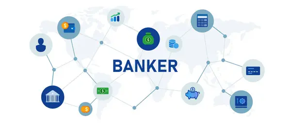 Banker Person Work Finance Professional Job Service Loan Debt Growth — Stock Vector
