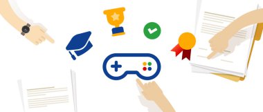 Gamification interaktif takım oyunu uygulama eğlenceli birlikte konsept etkileşimli simge set vektörü