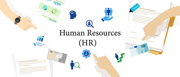 Recursos Humanos Reclutamiento Candidato Empleado Vacante Trabajo Negocio Éxito Corporativo — Vector de stock