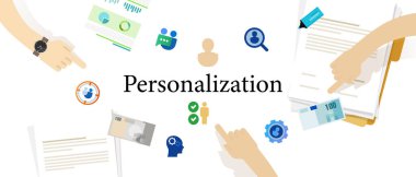 personalization icon people business personal customize communication person concept vector clipart