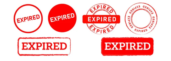Expired Red Rectangle Circle Stamp Logo Label Sticker Sign Information — Stock Vector