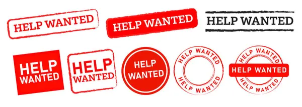Help Wanted Rectangle Circle Stamp Label Sticker Sign Looking Job — Stock Vector
