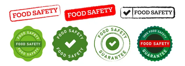 Segurança Alimentar Retângulo Círculo Verde Vermelho Cor Selo Etiqueta Culinária Vetores De Stock Royalty-Free