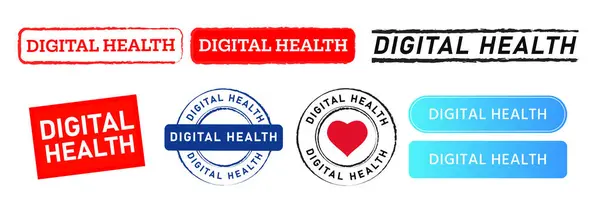 Saúde Digital Retângulo Círculo Selo Sinal Botão Para Tecnologia Internet Ilustração De Stock