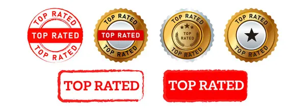 顶部评级矩形圆形邮票和印章徽章标签标志 以达到最佳评级矢量 矢量图形
