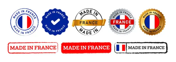 Изготовлены Франции Штамп Печать Знак Бейджа Страны Производства Продукции Вектор Стоковый вектор