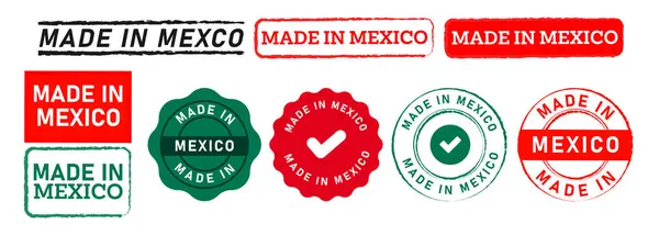 Made Mexico Rectangle Circle Stamp Seal Badge Sign Logo Country Royalty Free Stock Illustrations