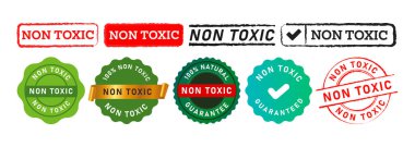 Zehirli olmayan dikdörtgen daire mühür mühür rozet etiketi doğal sağlıklı ekoloji ürün vektörü için kalp işareti