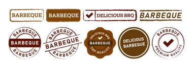 barbeque rubber stamp label sticker sign for delicious bbq grilled meat food vector
