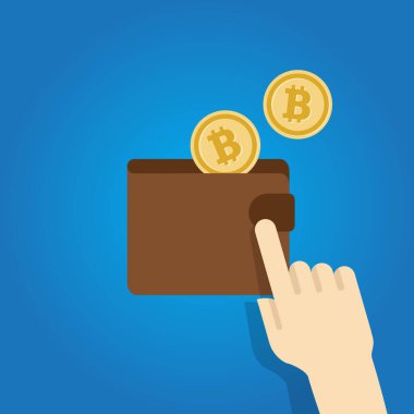 Bitcoin cüzdanı Kripto para cep cüzdanı mali hesap vektörü içinde