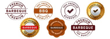 Izgara et kalitesi garantisi vektörü için birinci sınıf barbekü damgası ve altın mühür imzası.