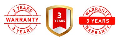 3 years warranty product customer support stamp badge sticker emblem design vector clipart