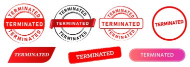 terminated discontinued contract stamp collection design job canceled vector clipart