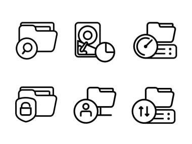 Dosya yöneticisi dizin erişim depolama çözümü yedekleme sunucusu kilitlenmiş koleksiyon özeti ince çizgi vektörü